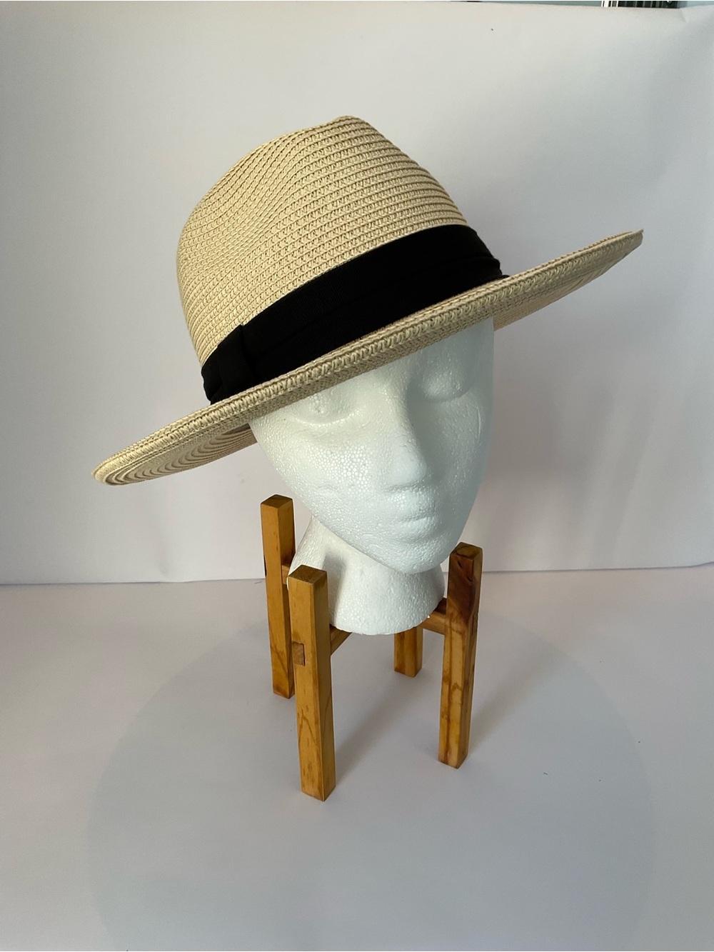 Women’s Solar Escape Natural Straw Panama Sun Hat with Black Band